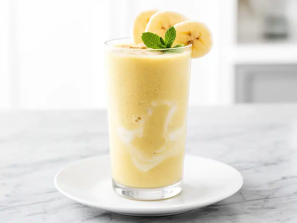 back-to-school banana oat breakfast smoothie - featured image