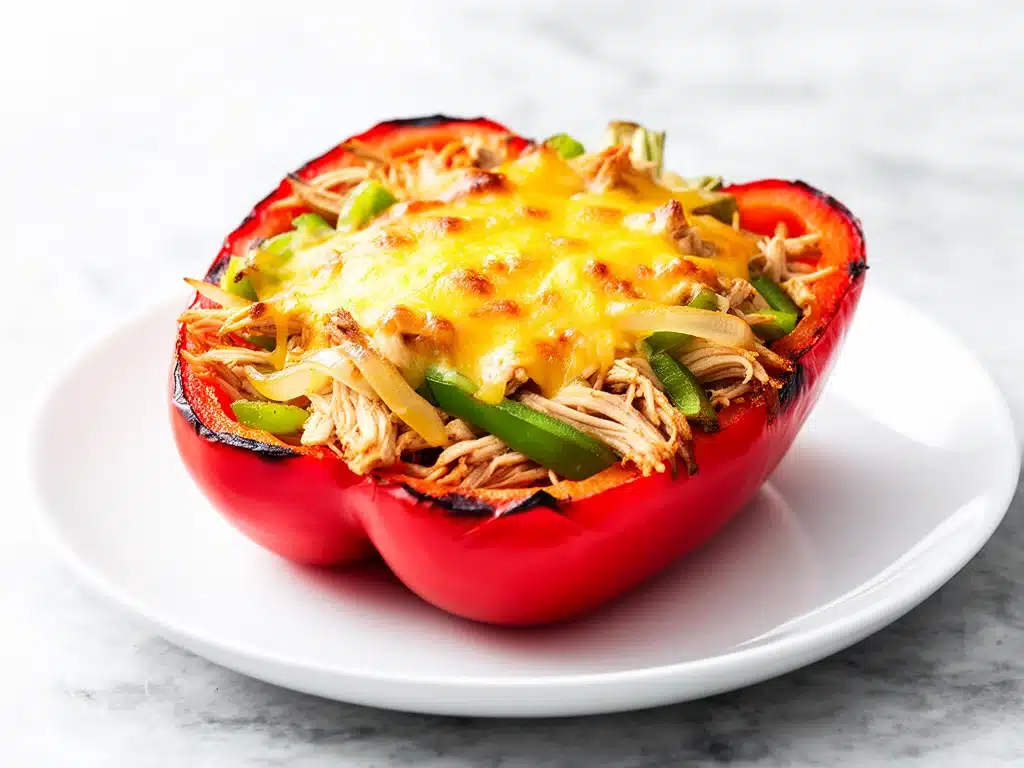 baked chicken fajita stuffed peppers - featured image