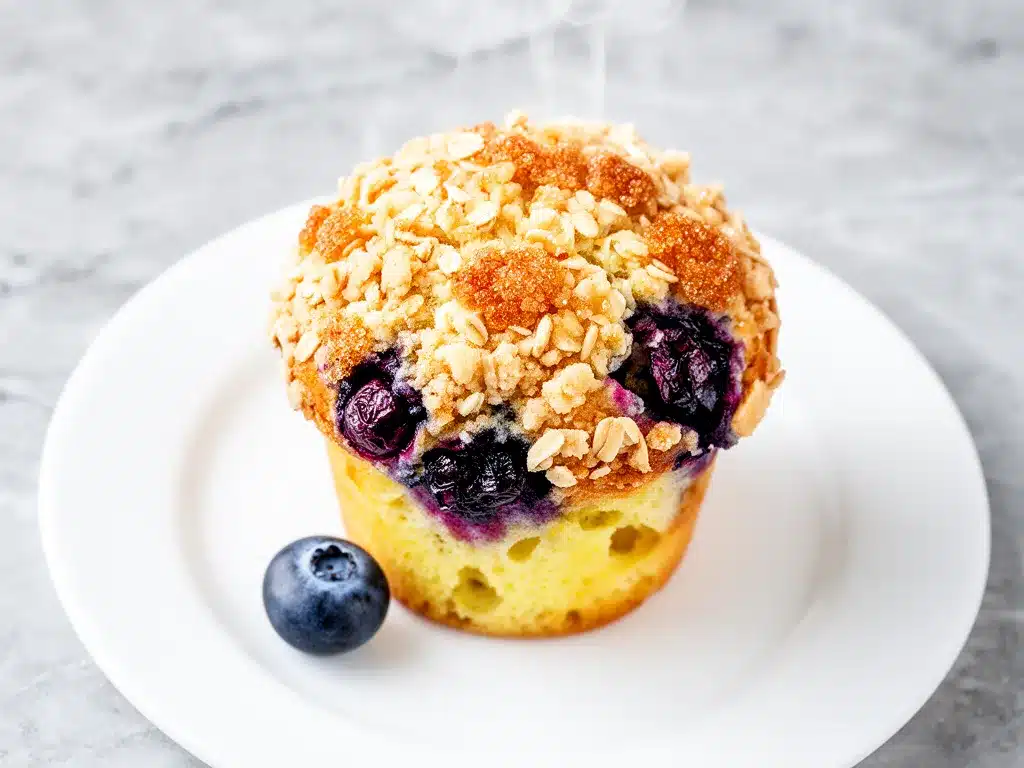 Bakery-Style Blueberry Muffins with Streusel: 6 Easy Steps 4 bakery-style blueberry muffins with streusel preparation steps