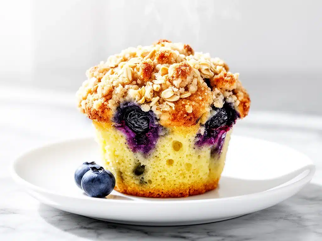 bakery-style blueberry muffins with streusel - featured image