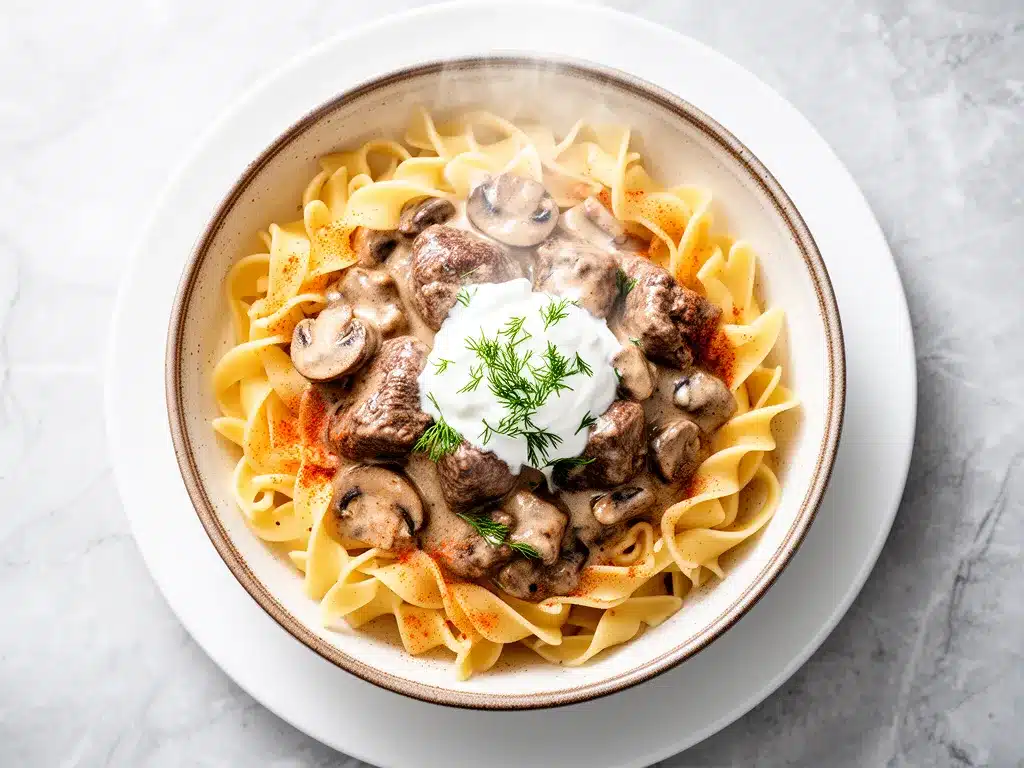 Creamy Beef Stroganoff with Egg Noodles: Easy & Best 4 beef stroganoff preparation steps