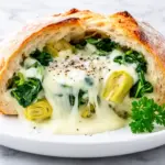 cheesy spinach and artichoke stuffed bread - featured image