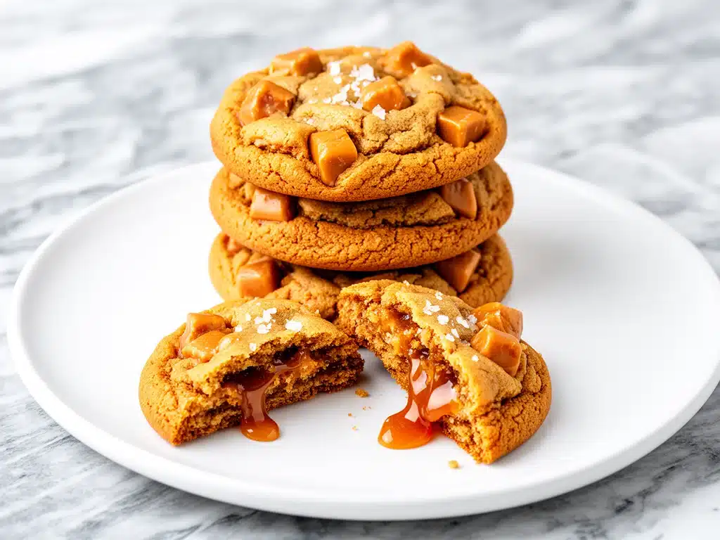 chewy brown butter toffee cookies - featured image
