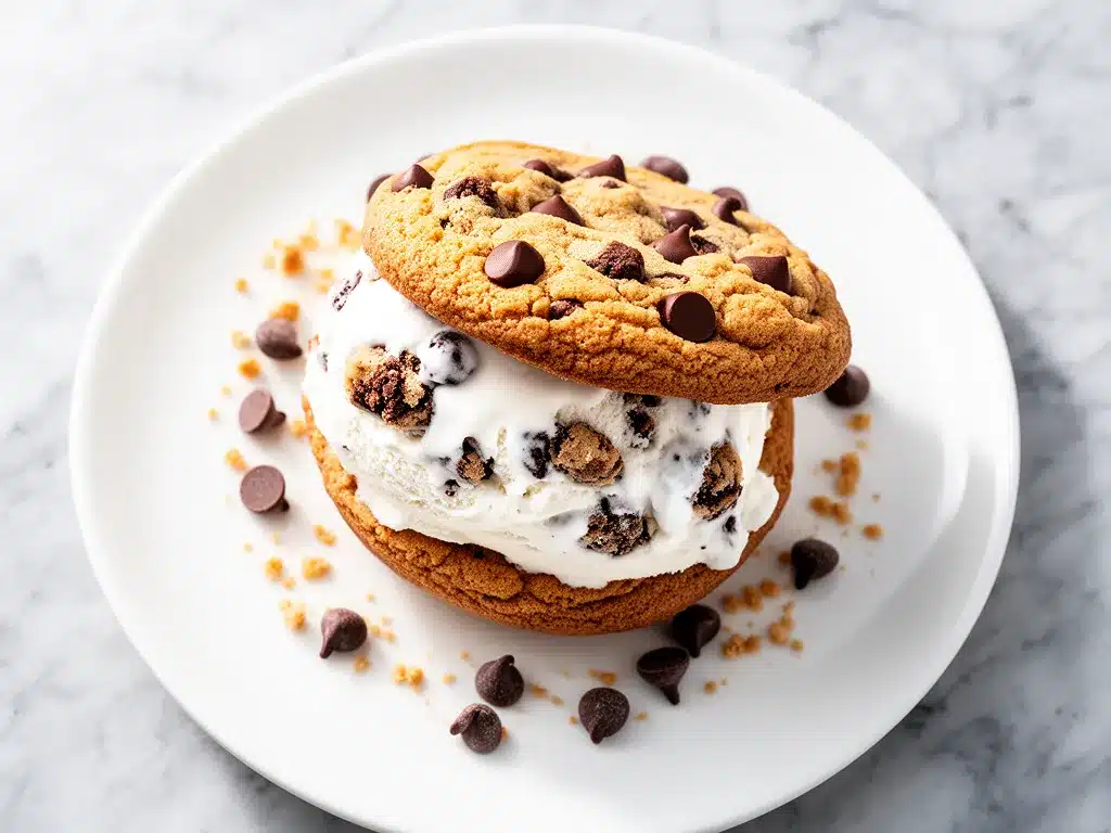 Chocolate Chip Cookie Dough Ice Cream Sandwiches: 5 Easy No-Bake Treats 4 Chocolate Chip Cookie Dough Ice Cream Sandwiches preparation steps