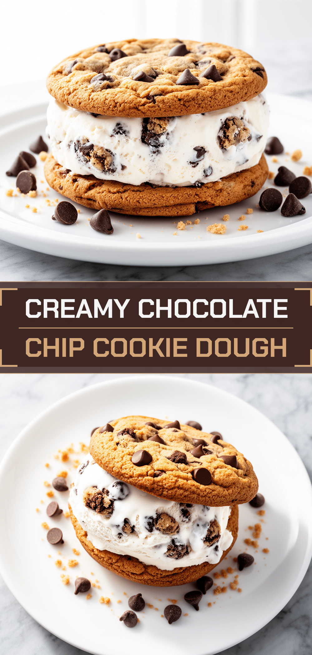 Chocolate Chip Cookie Dough Ice Cream Sandwiches: 5 Easy No-Bake Treats 5 Chocolate Chip Cookie Dough Ice Cream Sandwiches recipe