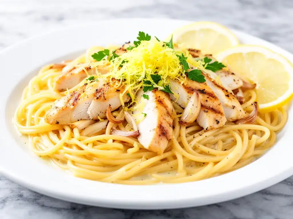 creamy lemon garlic butter chicken pasta - featured image