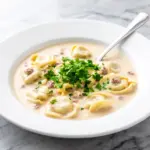 creamy sausage tortellini soup - featured image
