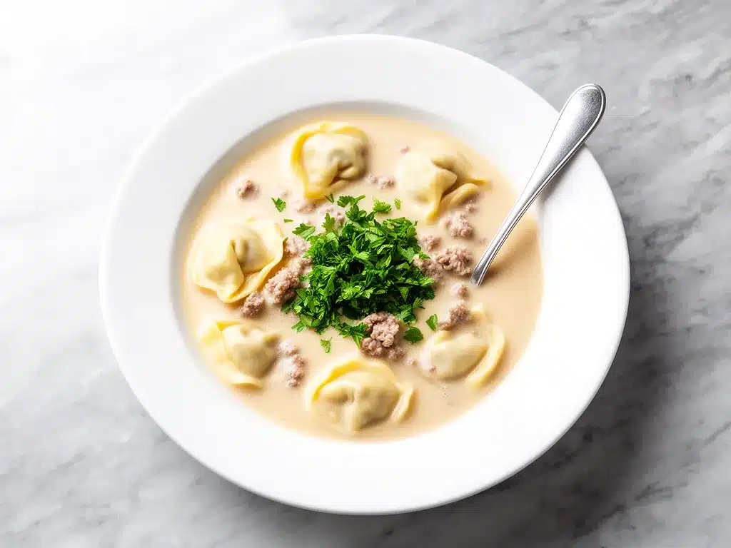 Creamy Sausage Tortellini Soup: Easy 30-Minute Weeknight Dinner 4 creamy sausage tortellini soup preparation steps