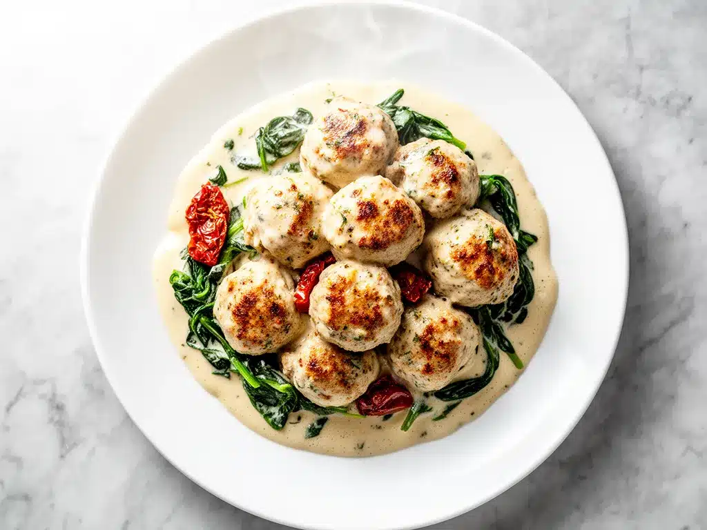Creamy Tuscan Chicken Meatballs: 5-Ingredient Easy Dinner 4 creamy Tuscan chicken meatballs preparation steps