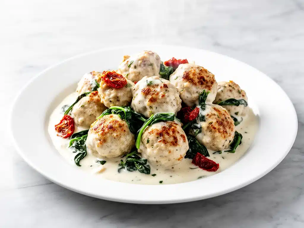 creamy Tuscan chicken meatballs - featured image