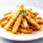 crispy air fryer garlic parmesan fries - featured image