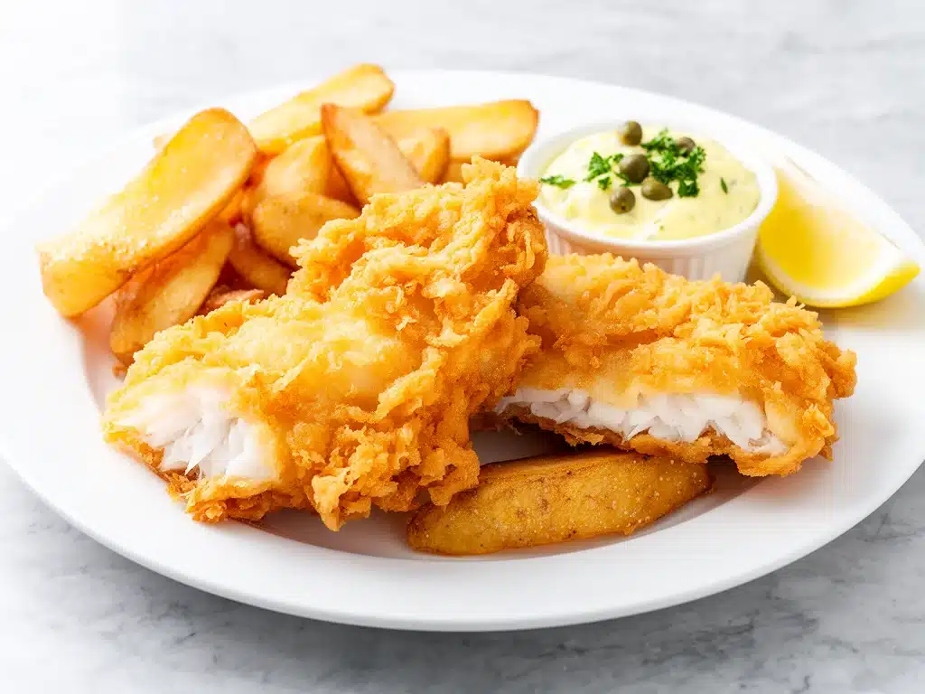 crispy beer-battered fish and chips - featured image