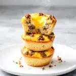 fluffy cheesy sausage and egg muffins - featured image