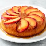 fresh peach upside-down cake - featured image
