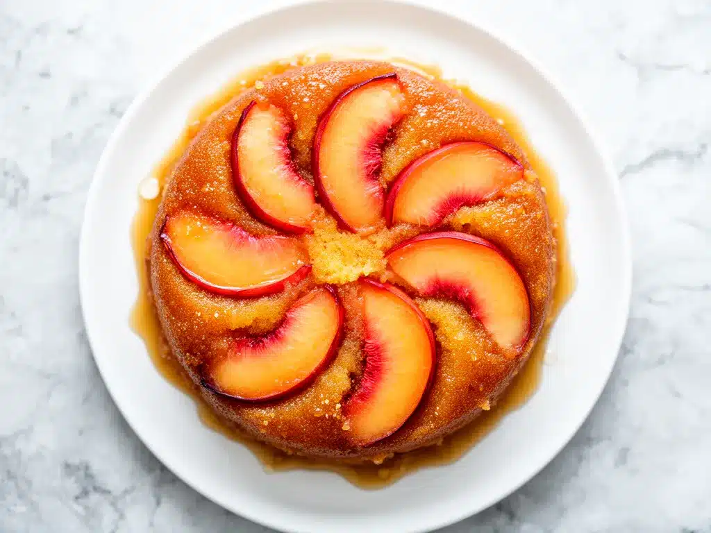 Fresh Peach Upside-Down Cake: 5-Step Brown Butter Recipe 4 fresh peach upside-down cake preparation steps