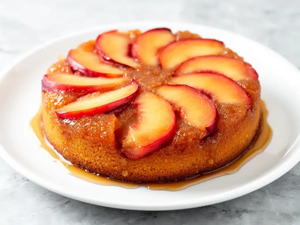 fresh peach upside-down cake - featured image