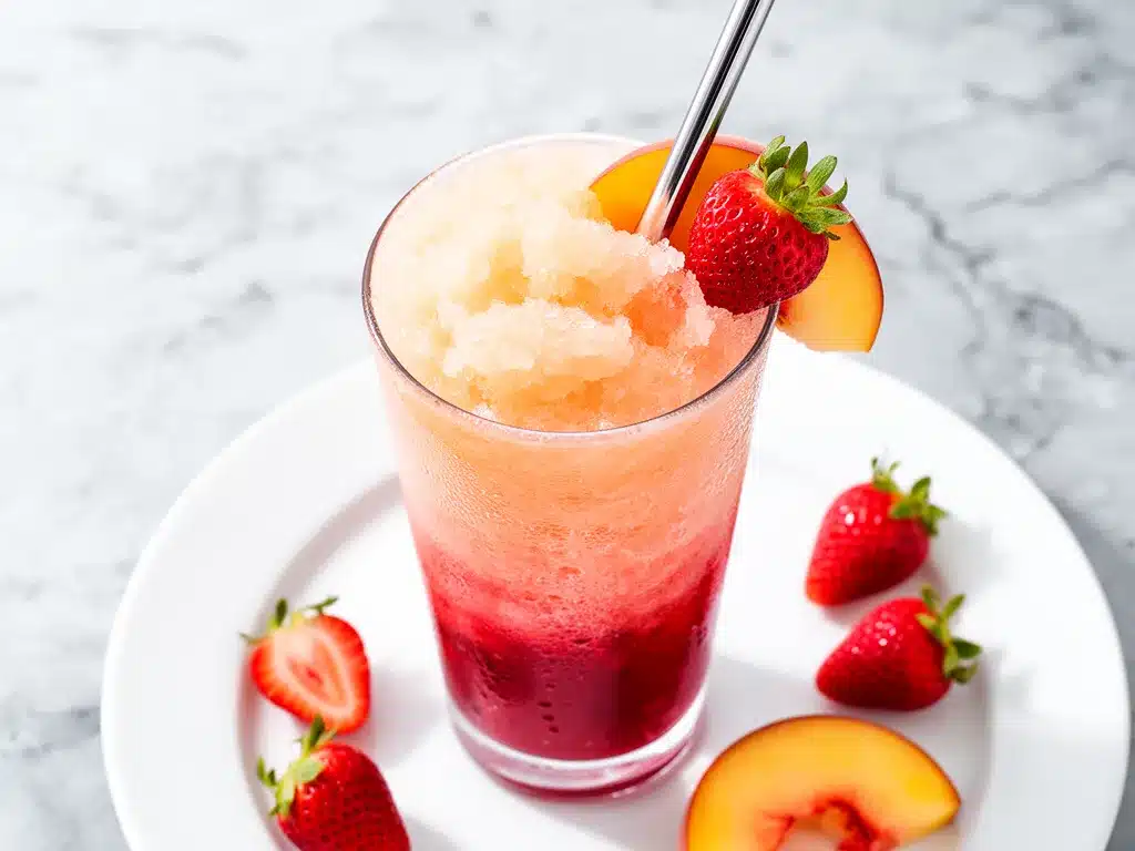 Frozen Strawberry Peach Mocktail Slushie: 15-Min Summer Recipe 4 frozen strawberry peach mocktail slushie preparation steps