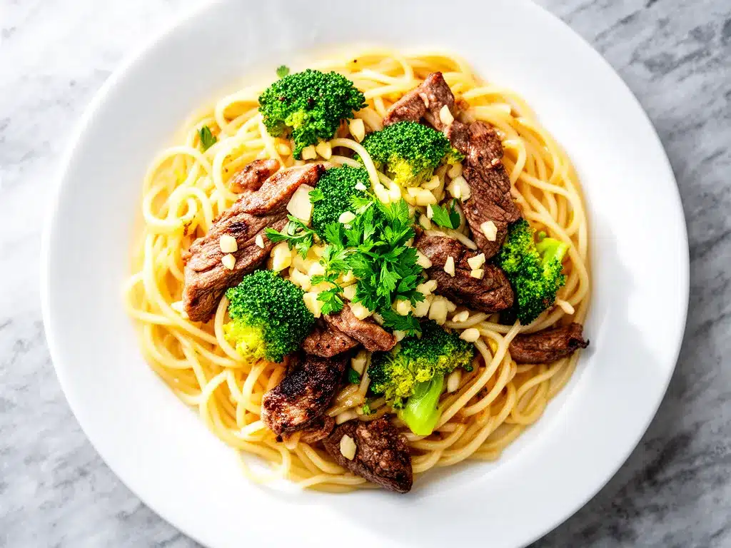 Garlic Butter Beef and Broccoli Noodles: 5-Step Family Favorite 4 Garlic Butter Beef and Broccoli Noodles preparation steps