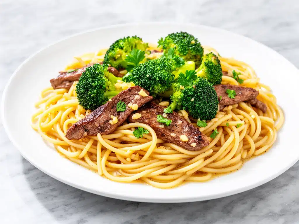 Garlic Butter Beef and Broccoli Noodles - featured image