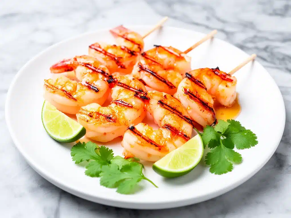 grilled honey lime shrimp skewers - featured image