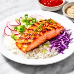 honey sriracha salmon bowls - featured image