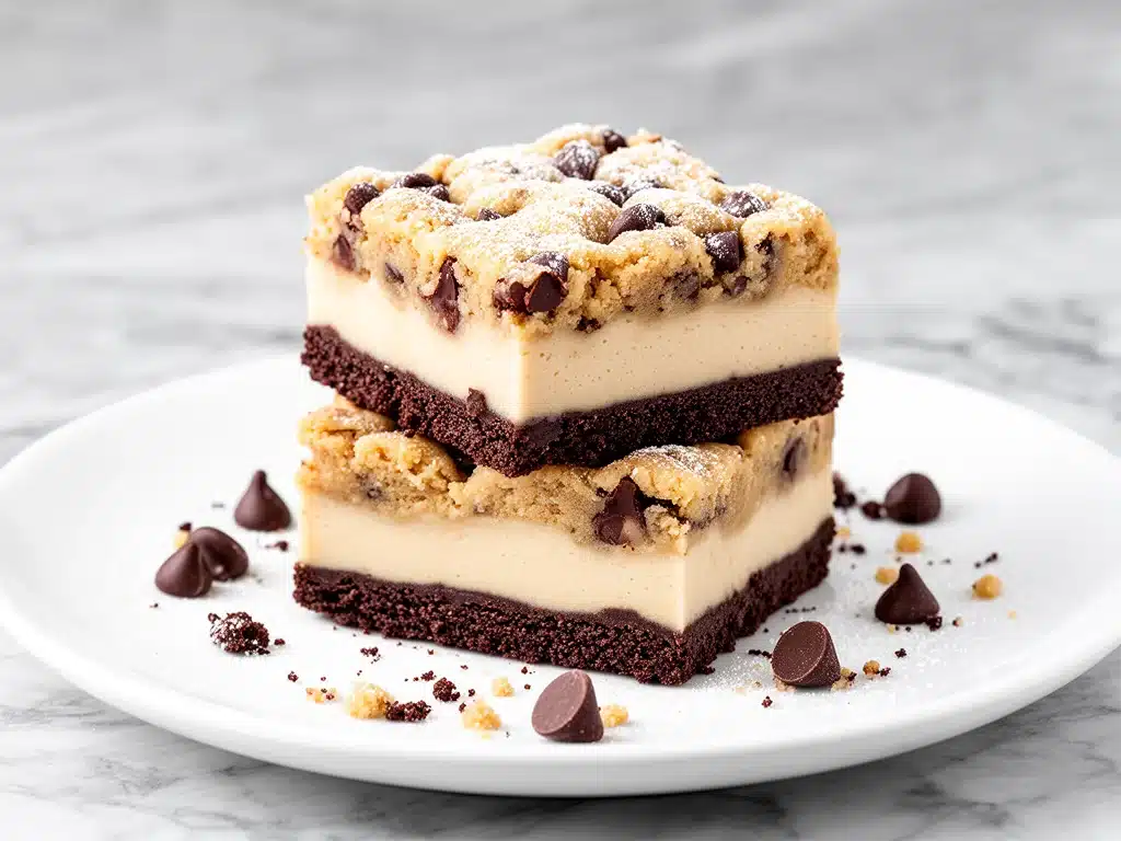 no-bake cookie dough cheesecake bars - featured image