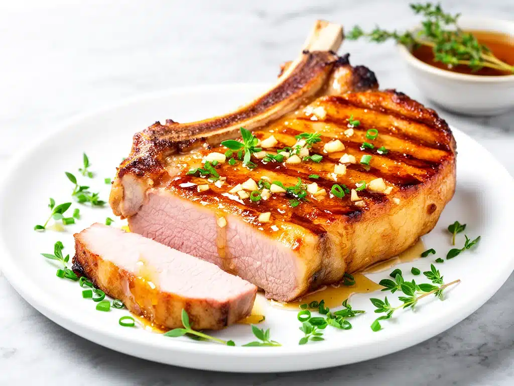 pan-seared honey garlic pork chops - featured image