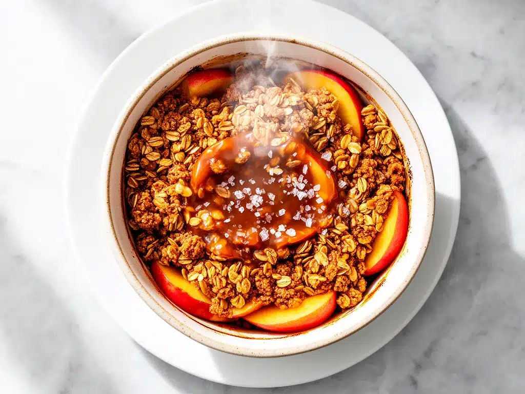 Salted Caramel Apple Crisp: 5-Ingredient Oat Topping 4 salted caramel apple crisp preparation steps