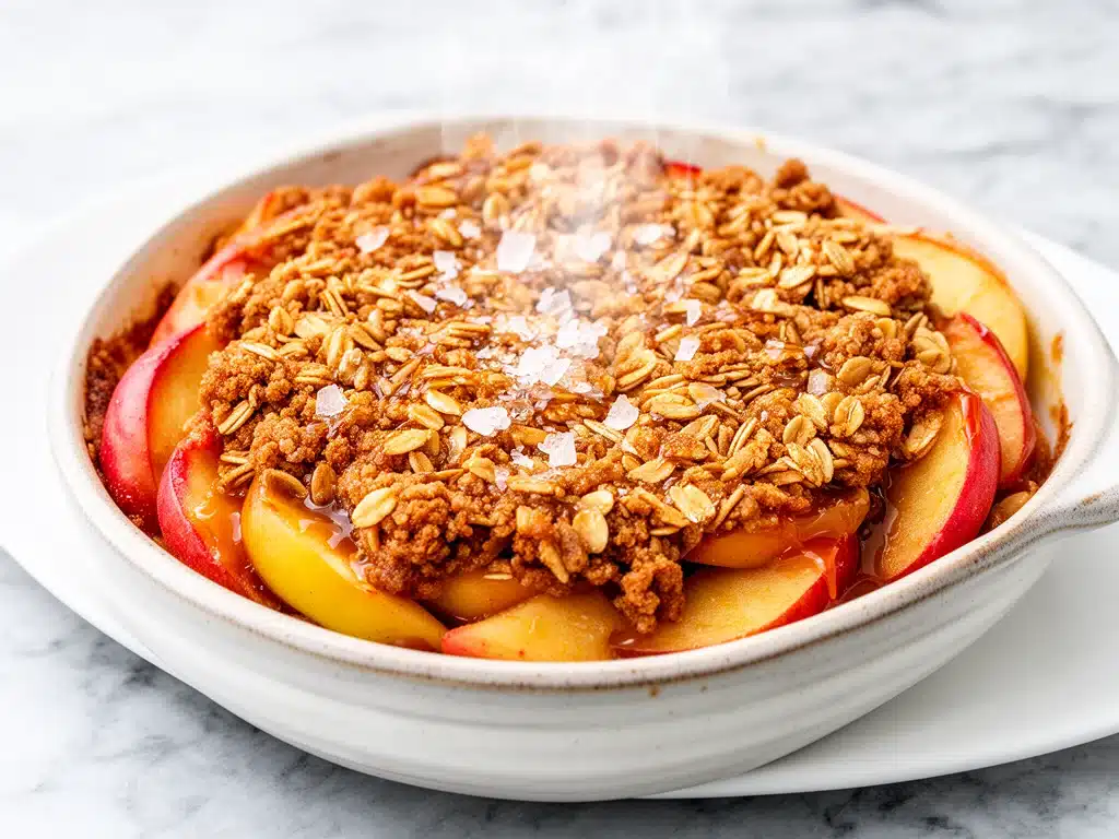 salted caramel apple crisp - featured image