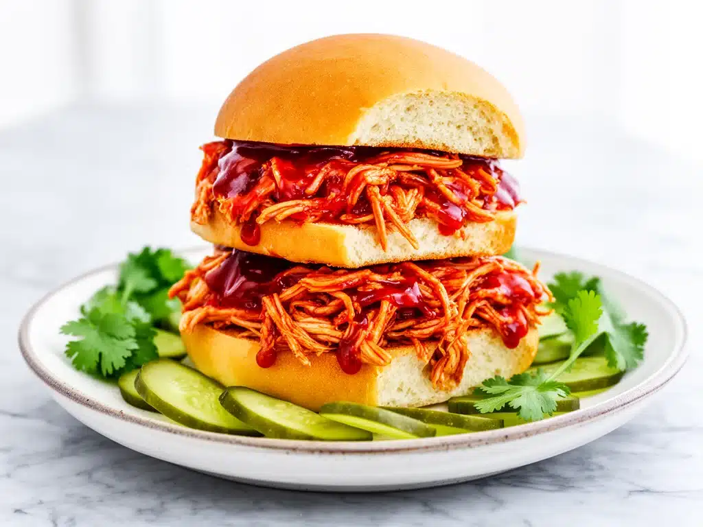 slow cooker BBQ pulled chicken sliders - featured image