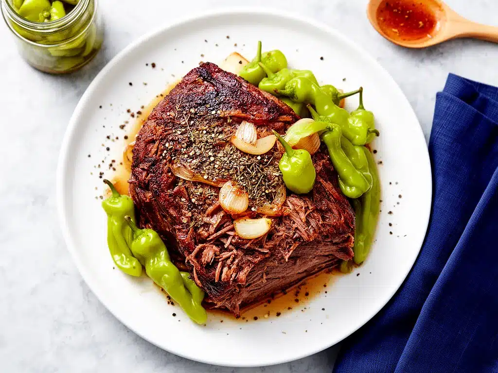Slow Cooker Mississippi Pot Roast: 5-Ingredient Easy Dinner 4 slow cooker mississippi pot roast preparation steps