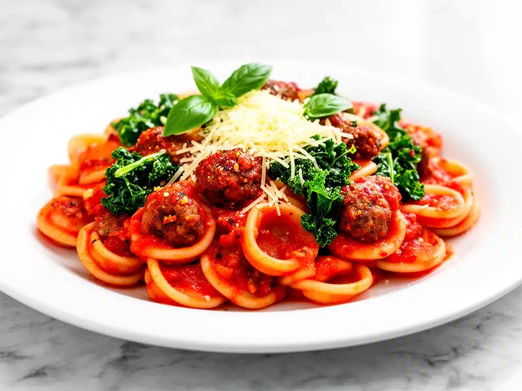 spicy sausage and kale orecchiette - featured image