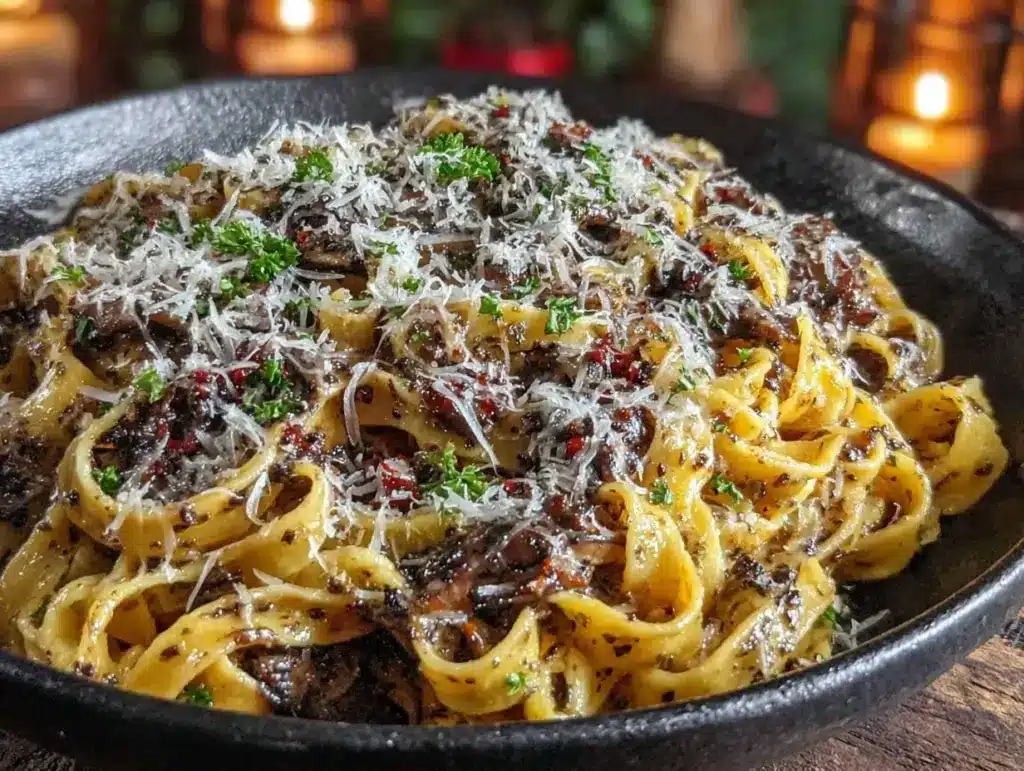 black garlic butter pasta - featured image