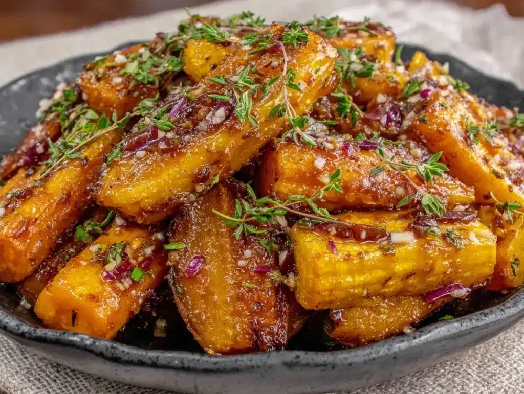 brown butter honey roasted carrots with thyme - featured image