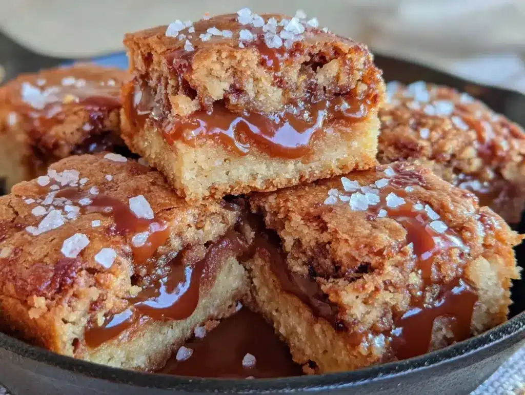 brown butter salted caramel blondies - featured image