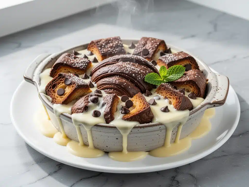 chocolate croissant bread pudding - featured image
