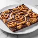 chocolate peanut butter pretzel bark - featured image