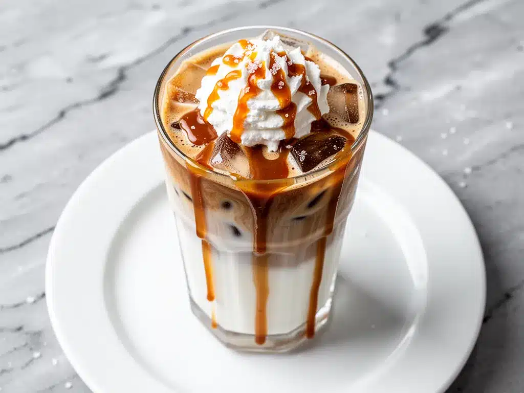 Creamy Iced Caramel Latte: 3-Step Homemade Salted Caramel Sauce 4 creamy iced caramel latte preparation steps