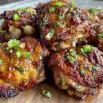 crispy air fryer honey garlic chicken thighs - featured image