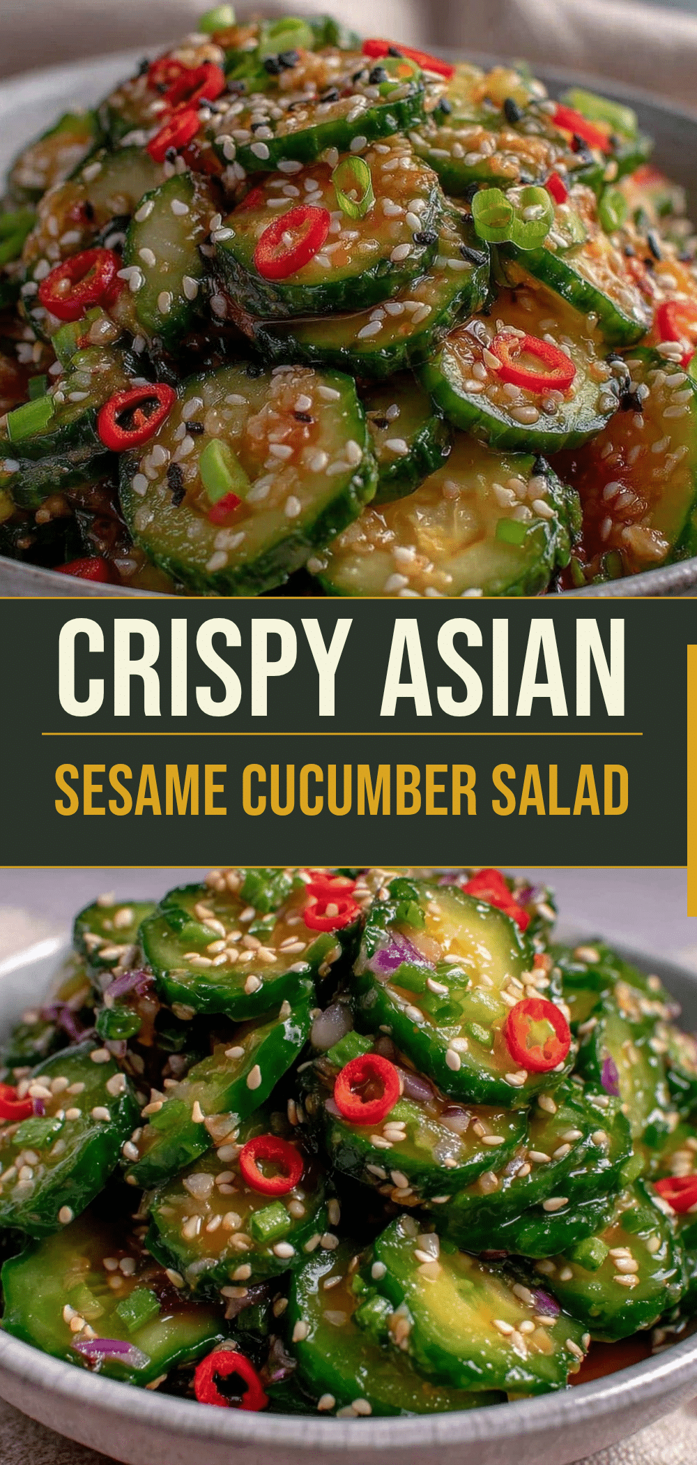 Crunchy Asian Sesame Cucumber Salad: 4 Ingredients 5 crunchy asian sesame cucumber salad recipe