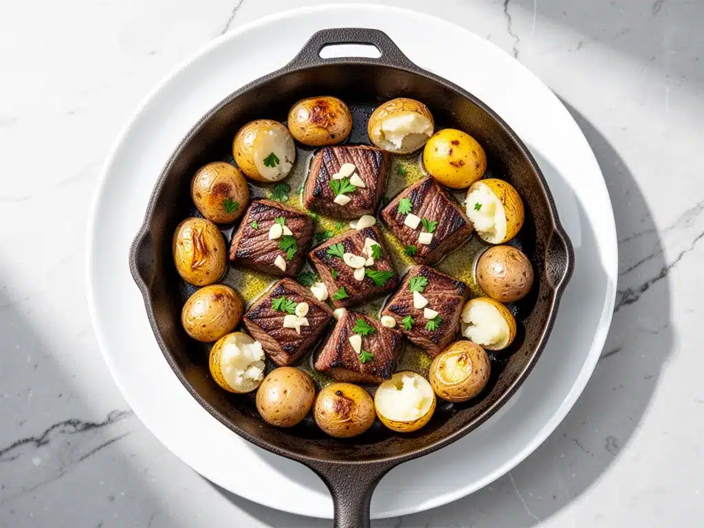 Easy One-Pan Garlic Butter Steak Bites 4 Easy One-Pan Garlic Butter Steak Bites preparation steps