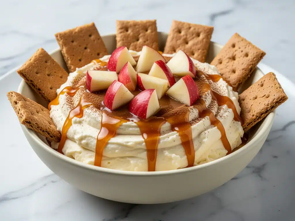 fall caramel apple cheesecake dip - featured image