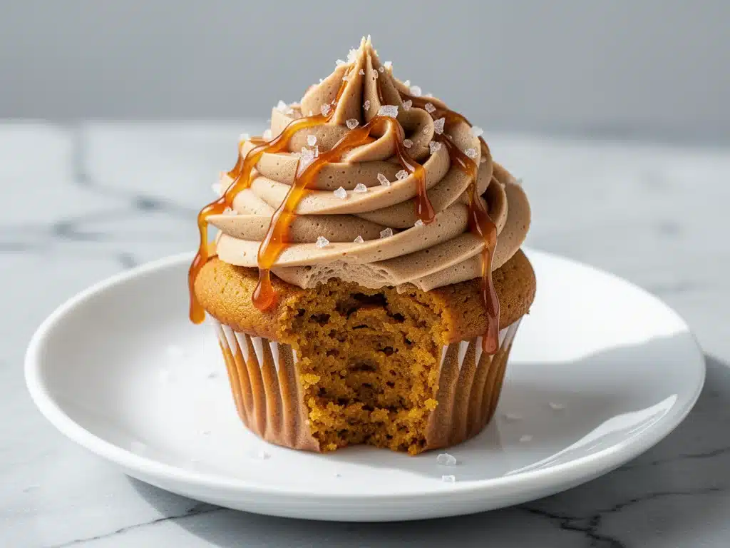 fall salted caramel pumpkin cupcakes - featured image