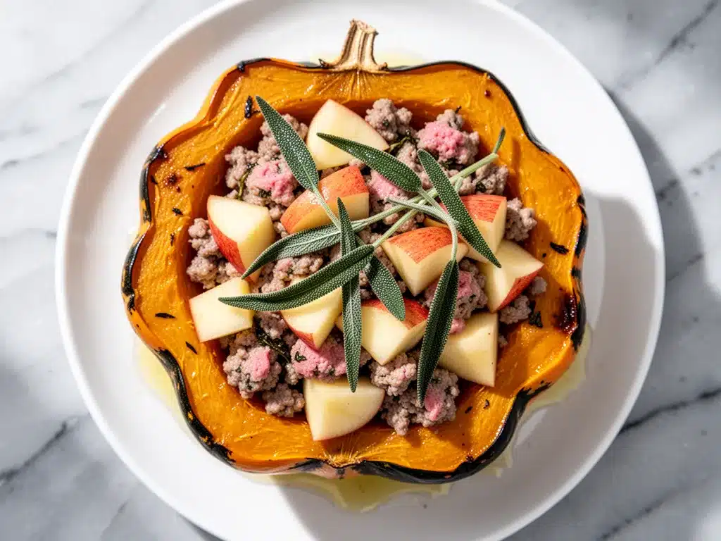 Fall Sausage and Apple Stuffed Acorn Squash: 5 Easy Fall Dinner Ideas 4 fall sausage and apple stuffed acorn squash preparation steps