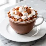 fall toasted pecan praline hot chocolate - featured image