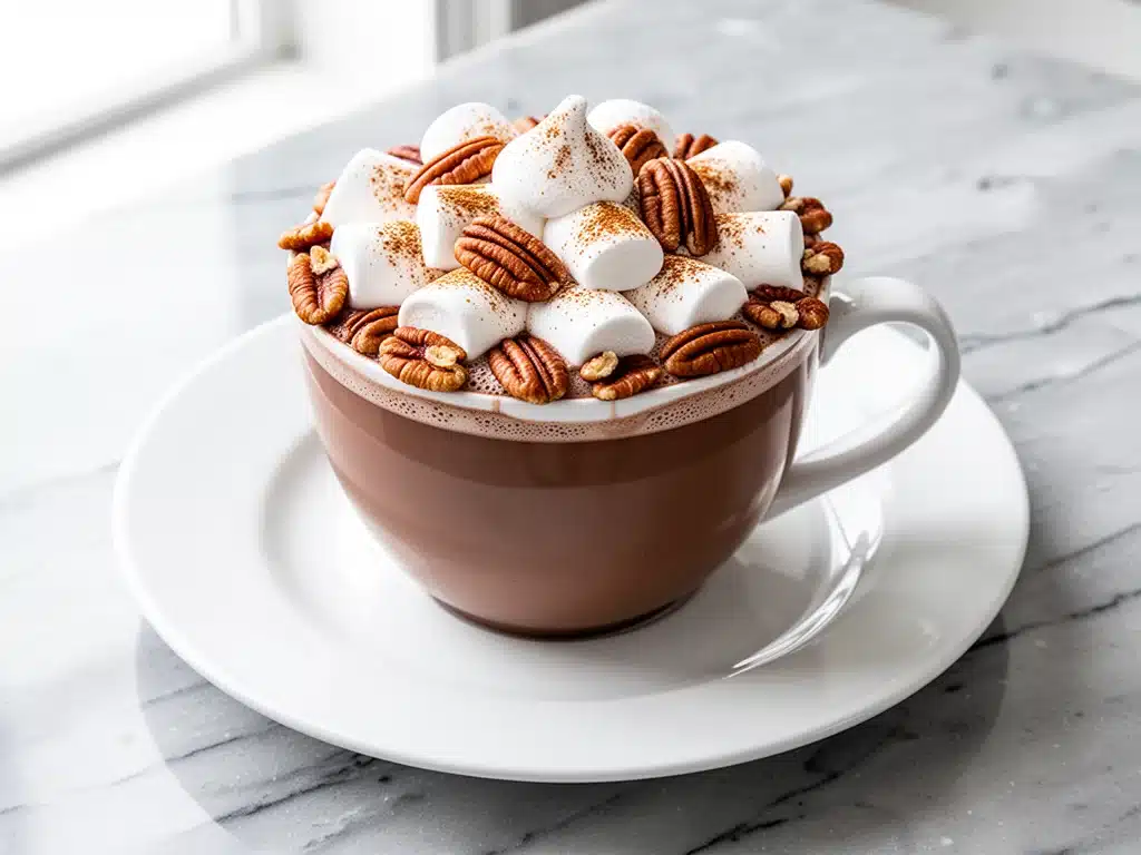 fall toasted pecan praline hot chocolate - featured image