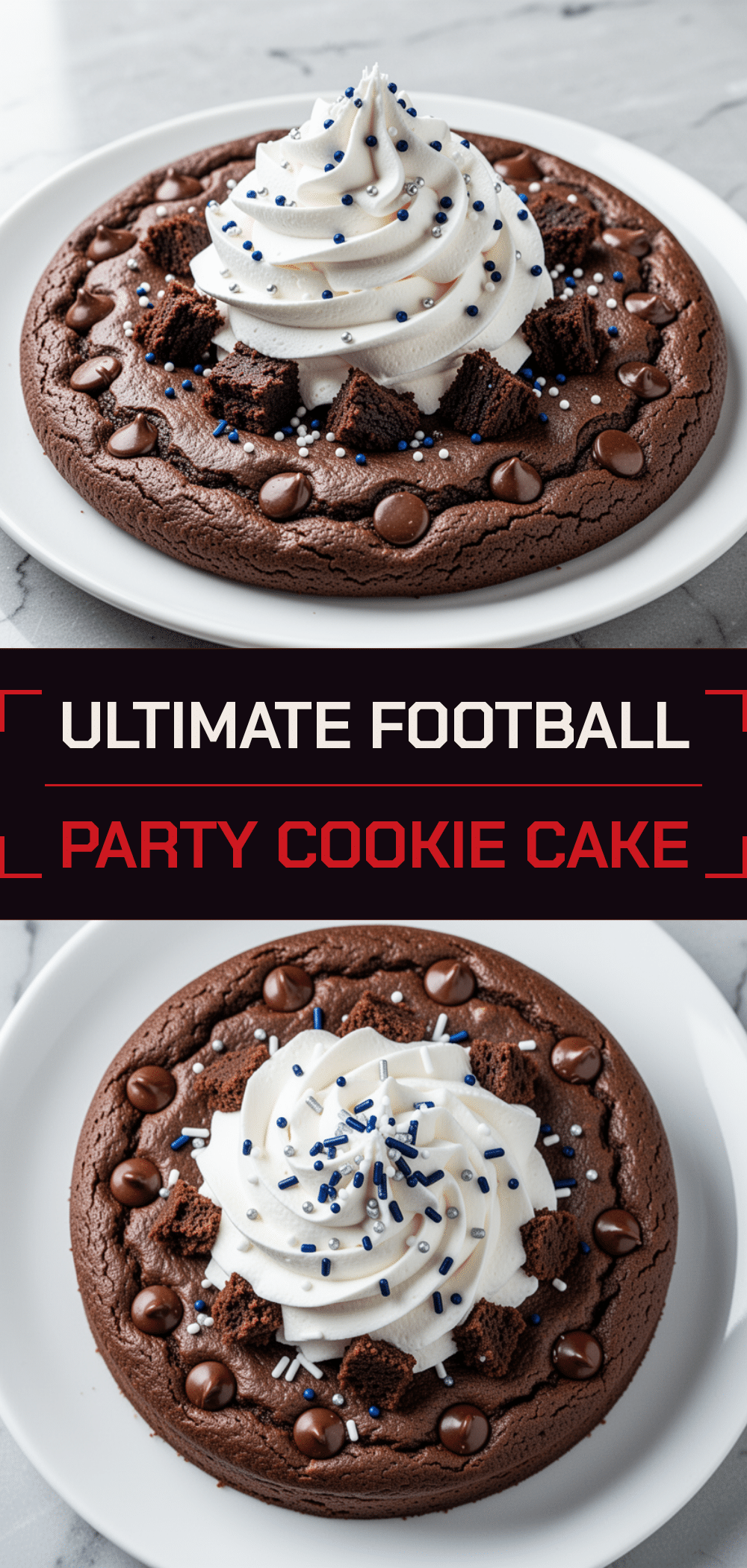 Football Party Chocolate Fudge Cookie Cake with Whipped Frosting 5 Football Party Chocolate Fudge Cookie Cake recipe
