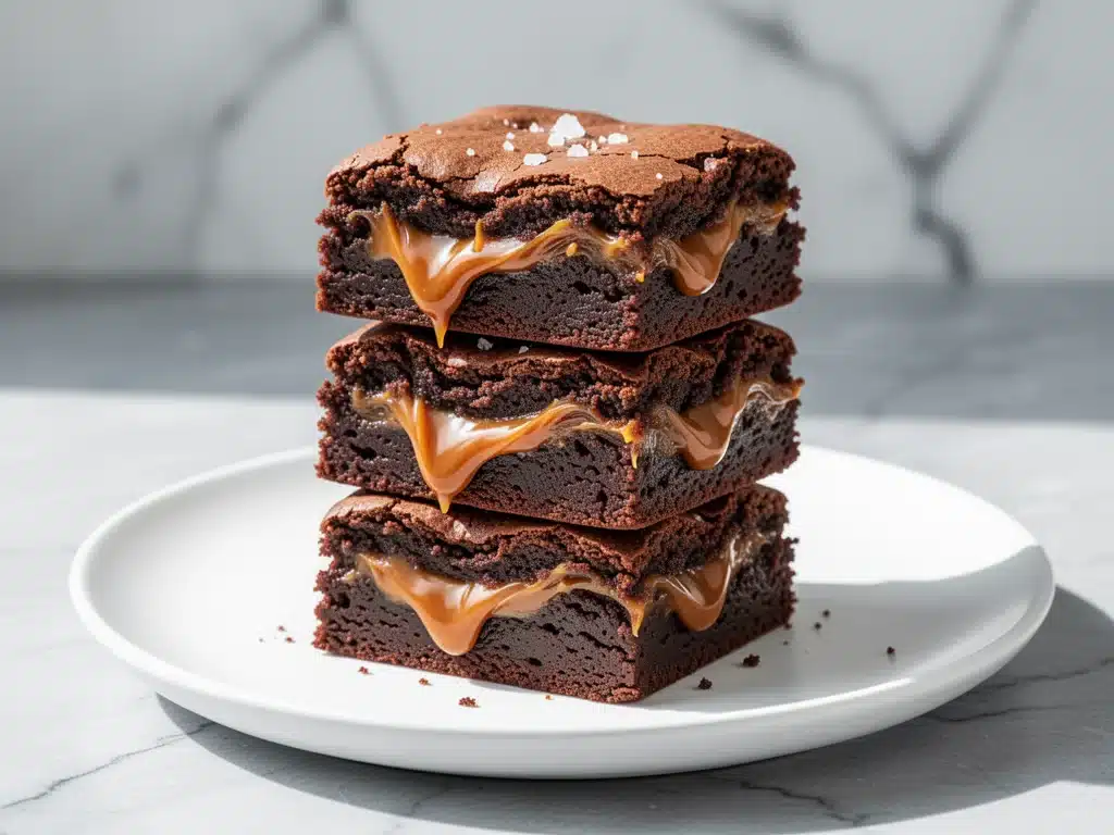 fudgy sea salt caramel brownies - featured image