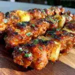 grilled pineapple bbq chicken skewers - featured image