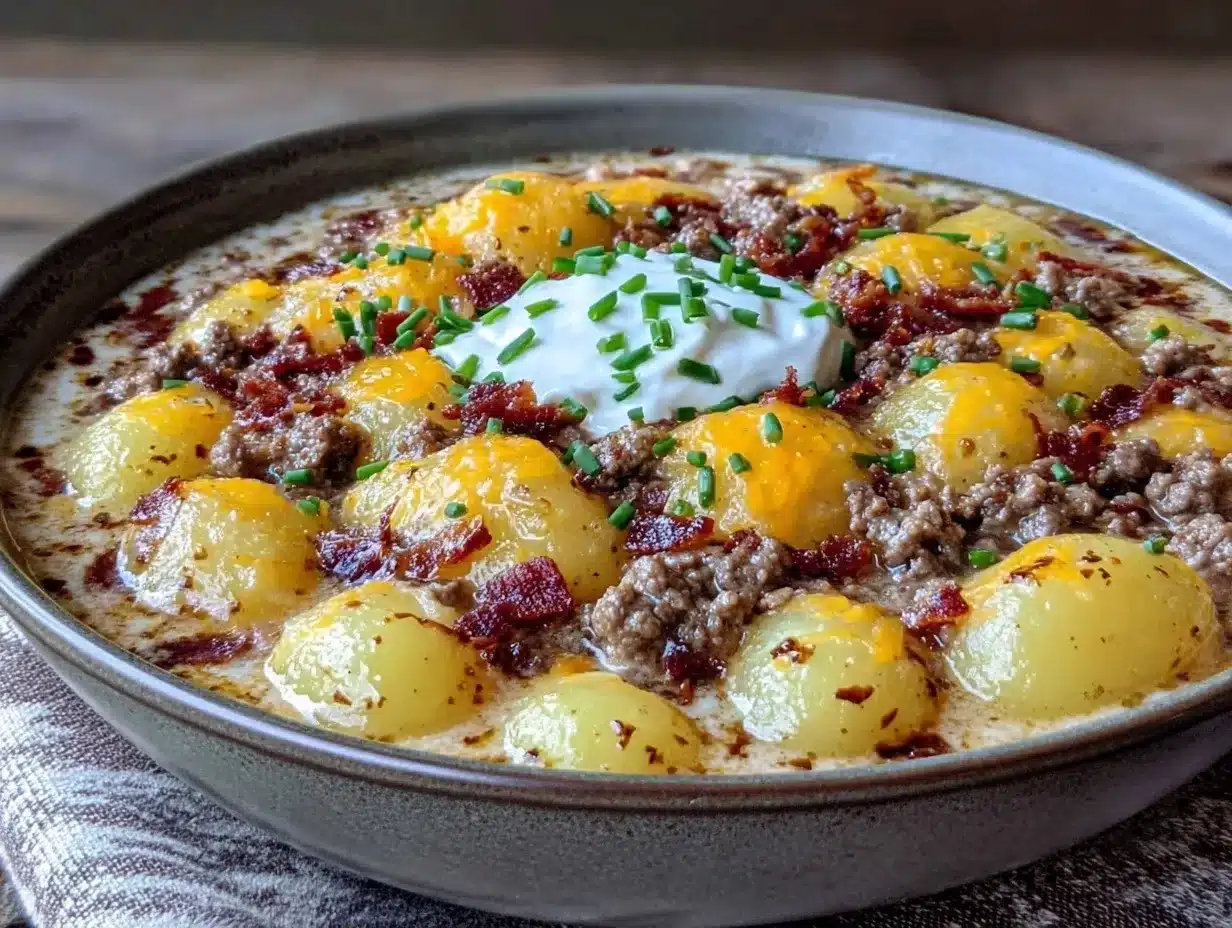 Grandmas Ground Beef Cheeseburger Potato Soup: 30-Min Comfort 4 ground beef cheeseburger potato soup preparation steps